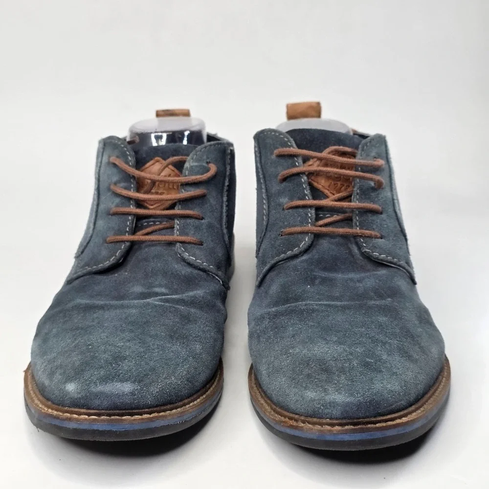 Bugatti Men's Oxford Dress Shoes Size 11 EU 44 Blue Teal Suede Lace Up Boots‎